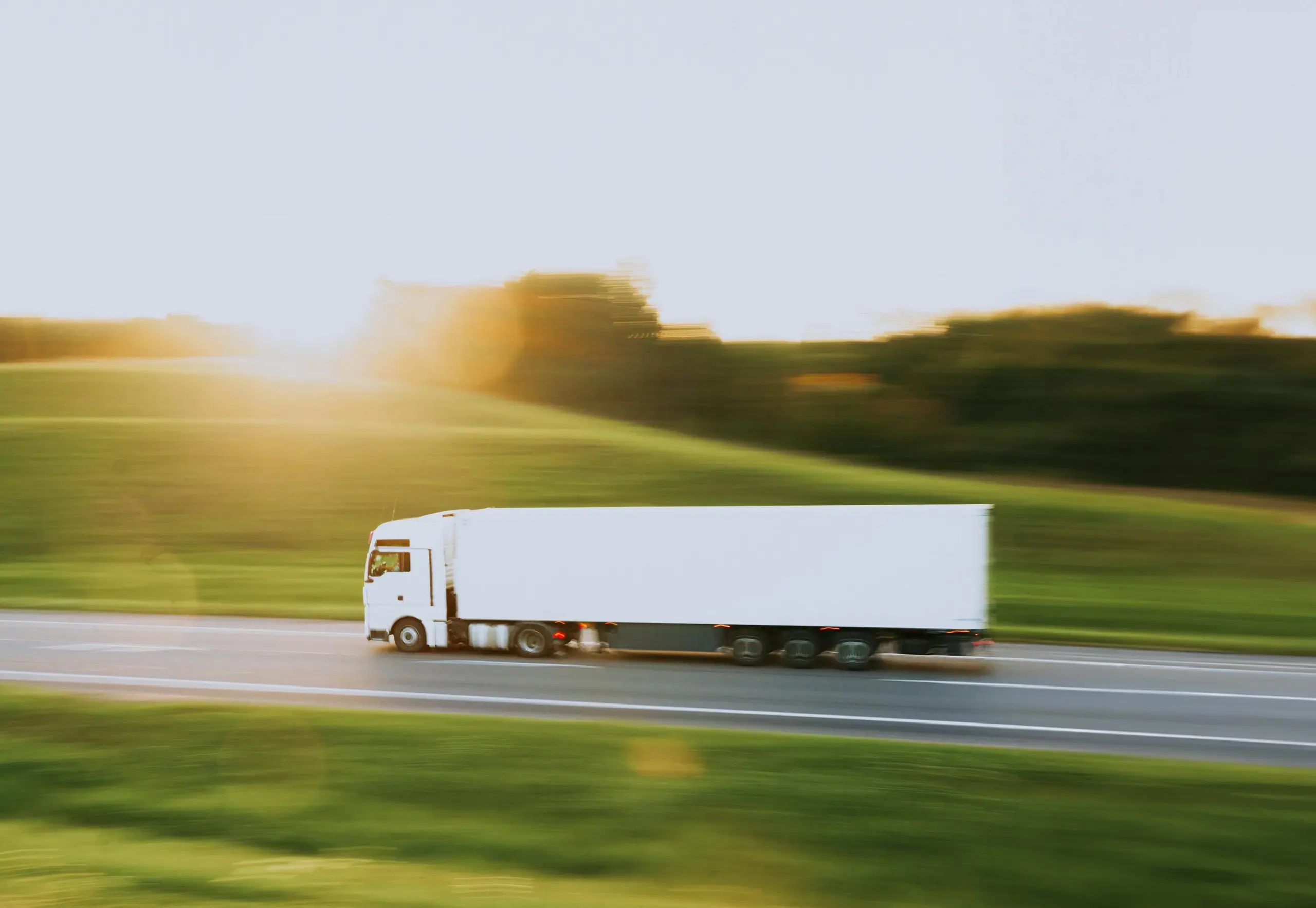 Truck on highway bridge